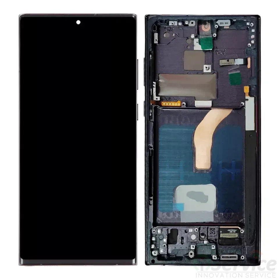 LCD with Touch Screen for Samsung Galaxy S22 Ultra 5G - Burgundy (display glass combo folder)