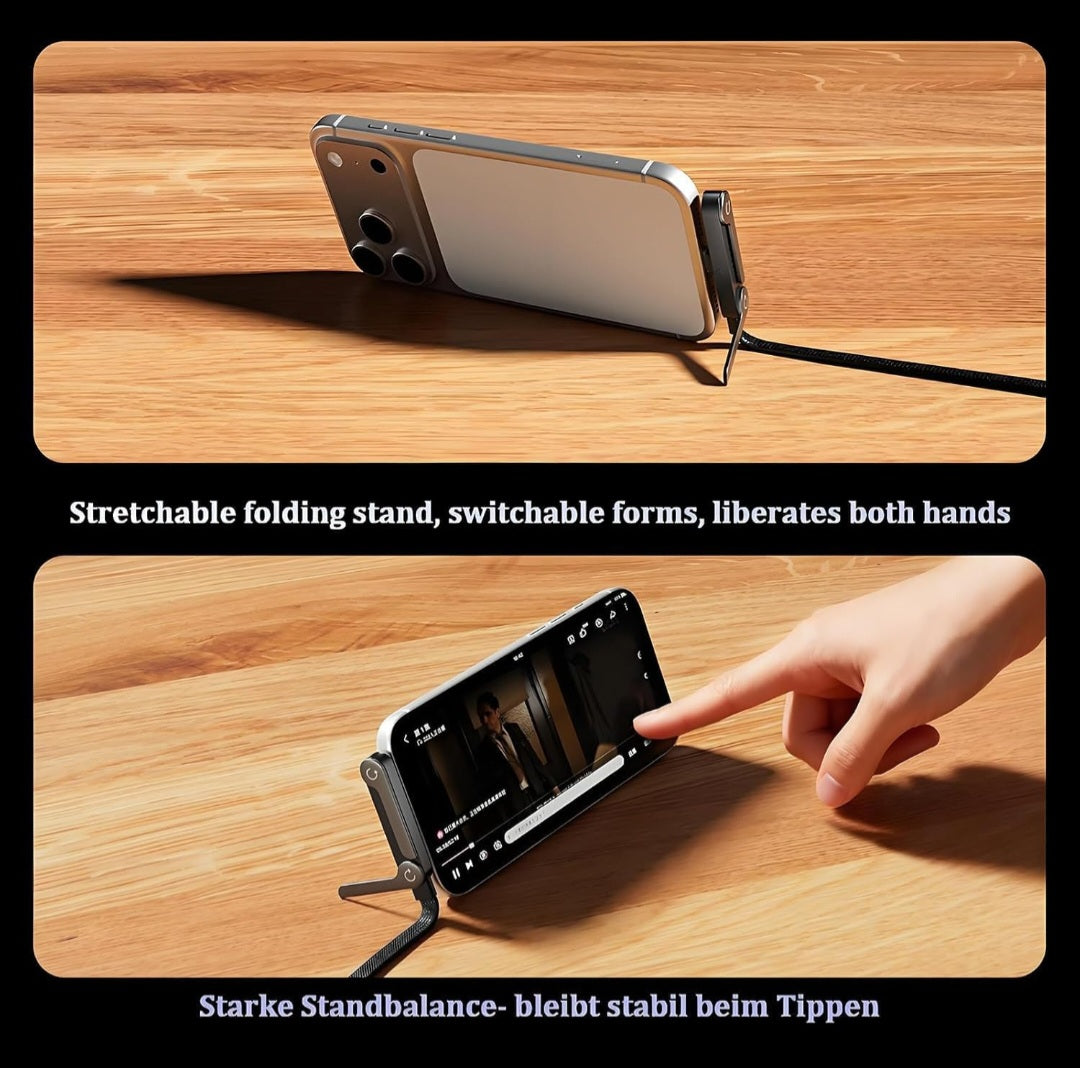 USB C to USB C 240W Fast Charging Cable 1.5M with Foldable Invisible Phone Stand, Type C to Type C PD Quick Charge Cord, Multi-Angle Adjustable Desk Holder Charger for Phone, Laptop & Car use