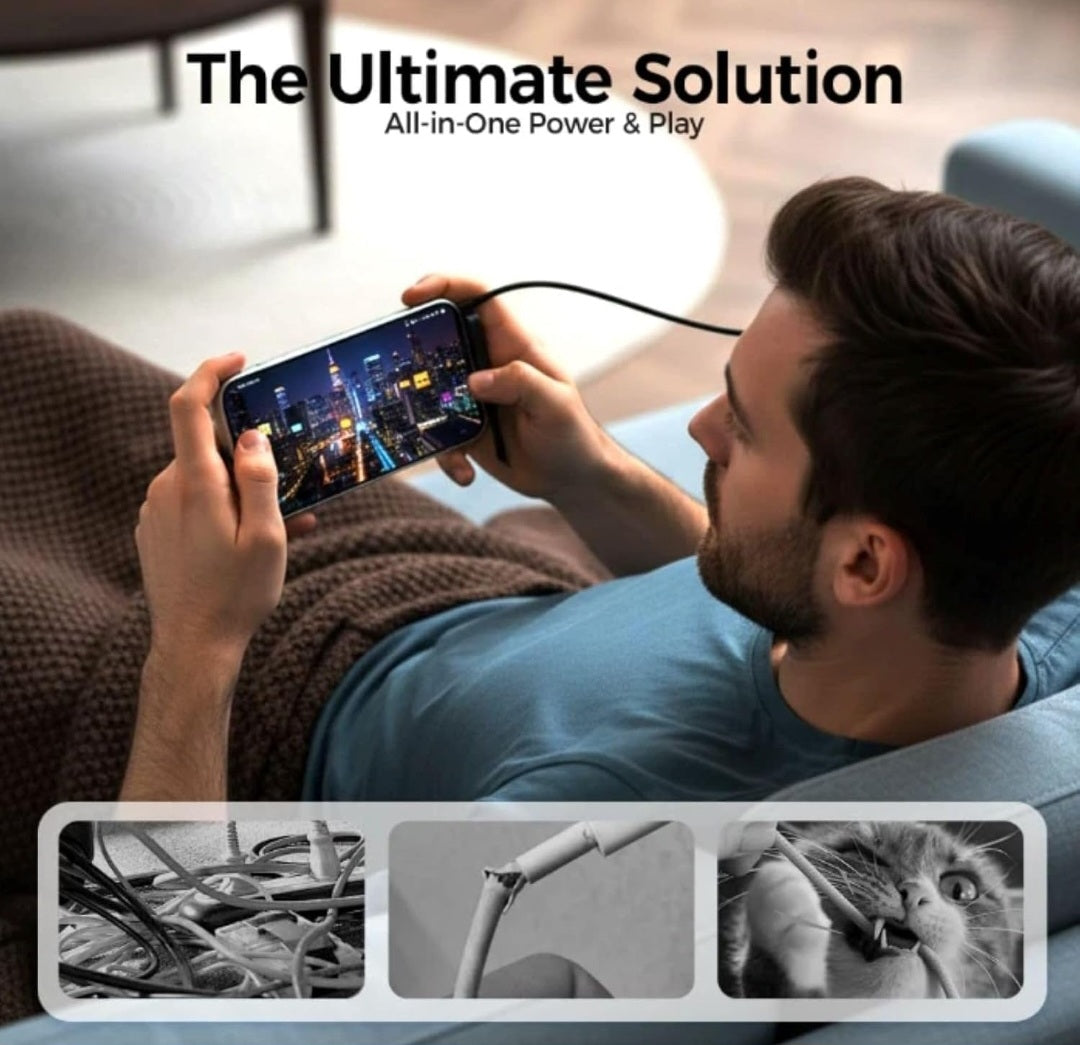 USB C to USB C 240W Fast Charging Cable 1.5M with Foldable Invisible Phone Stand, Type C to Type C PD Quick Charge Cord, Multi-Angle Adjustable Desk Holder Charger for Phone, Laptop & Car use